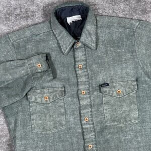 Vintage Key Work Shirt Mens Medium? Green Distressed Long Sleeve Flannel Hipster